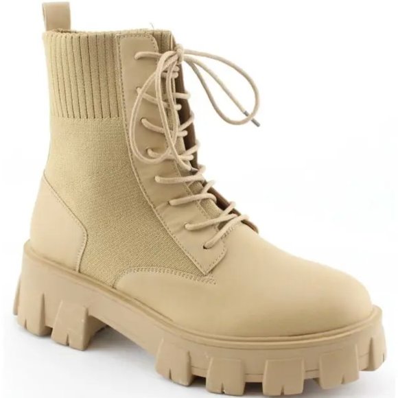 Shoes Nwt Women Lug Sole Fly Knit Lace Up Boots Poshmark